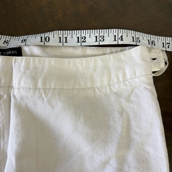 Lagenlook Linen White Trousers Pants Cropped Wide Leg Straight Womens 8 Coastal - Picture 7 of 11